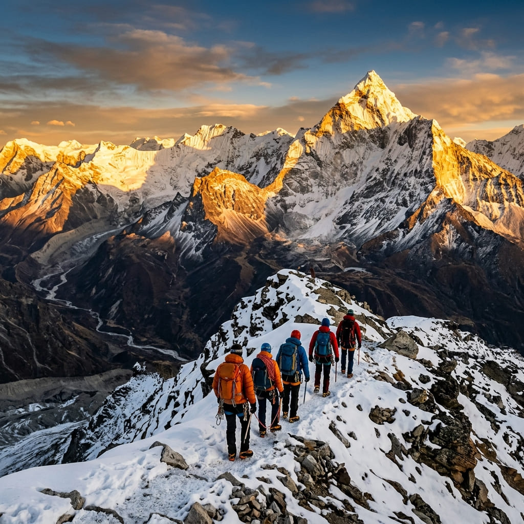 Alpenglow over Sunset Peak in the Pir Panjal